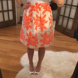J crew orange and white a line skirt